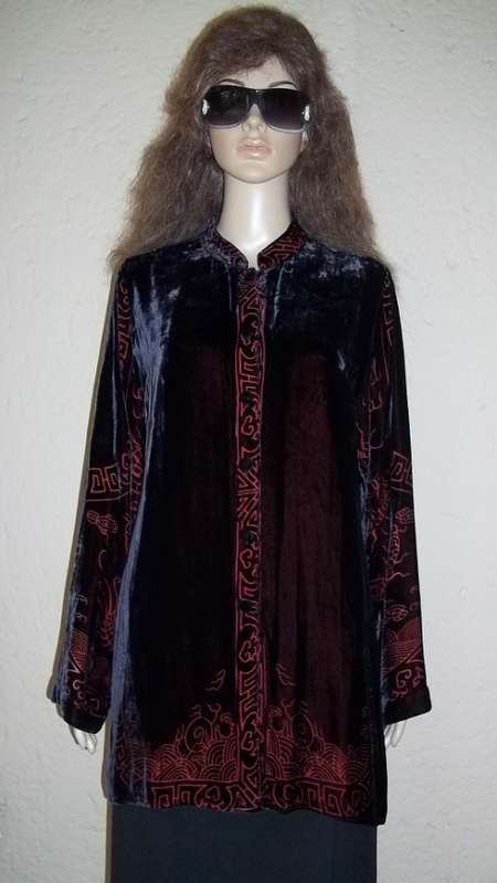 CITRON SANTA MONICA MAGNIFICENT VELVET JACKET WITH EMBROIDERED & SEQUINED DRAGON ON BACK - SIZE  34