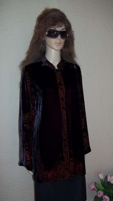 CITRON SANTA MONICA MAGNIFICENT VELVET JACKET WITH EMBROIDERED & SEQUINED DRAGON ON BACK - SIZE  34