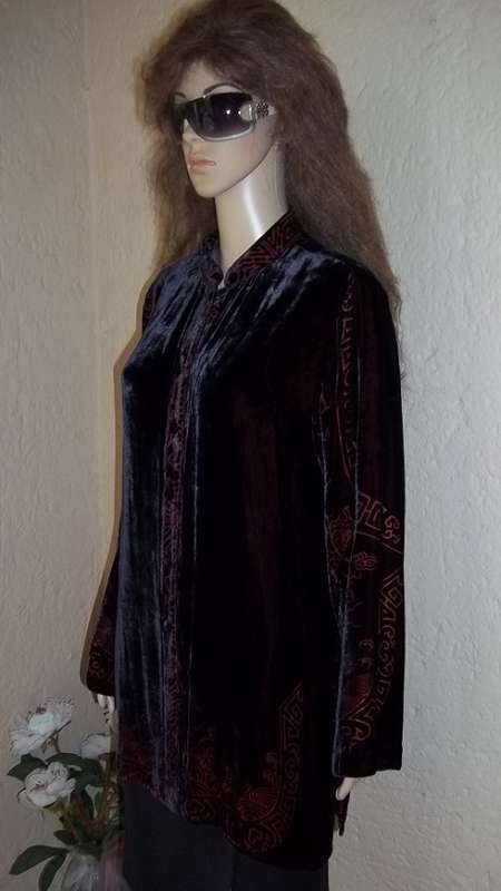 CITRON SANTA MONICA MAGNIFICENT VELVET JACKET WITH EMBROIDERED & SEQUINED DRAGON ON BACK - SIZE  34