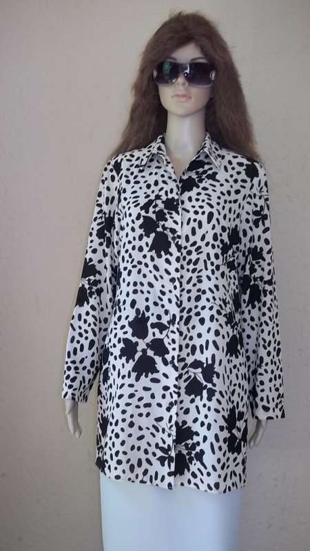 RAOUL ELEGANT BEIGE LONG ABSTRACT PRINT BLOUSE / SHIRT FROM STUTTAFORDS - Size 34