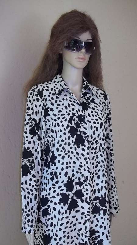 RAOUL ELEGANT BEIGE LONG ABSTRACT PRINT BLOUSE / SHIRT FROM STUTTAFORDS - Size 34