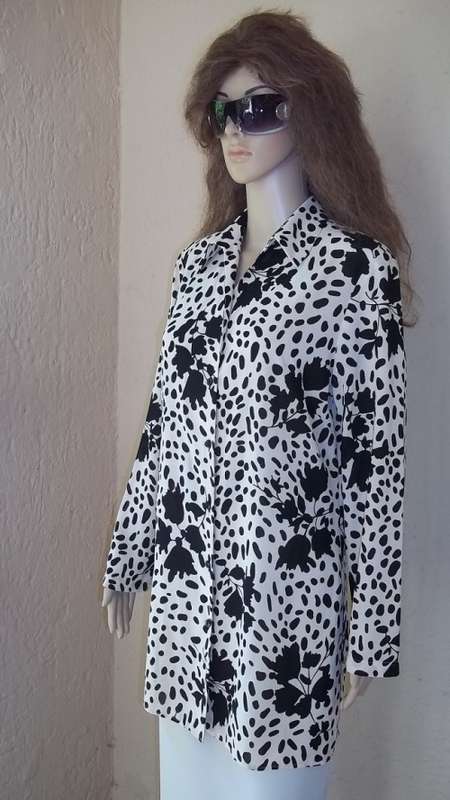 RAOUL ELEGANT BEIGE LONG ABSTRACT PRINT BLOUSE / SHIRT FROM STUTTAFORDS - Size 34