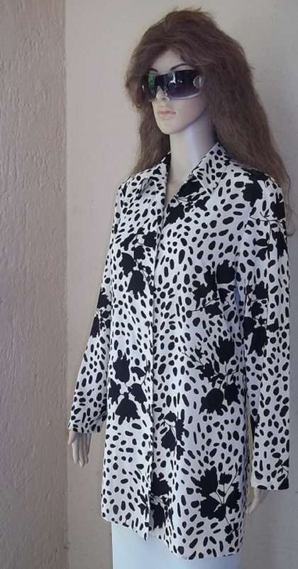 RAOUL ELEGANT BEIGE LONG ABSTRACT PRINT BLOUSE / SHIRT FROM STUTTAFORDS - Size 34