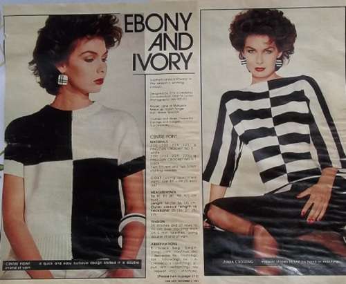 EBONY AND IVORY SOPHISTICATED KNITWEAR FROM FAIRLADY NOVEMBER 1983 - PINGOUIN - TO FIT 81 - 97 cm