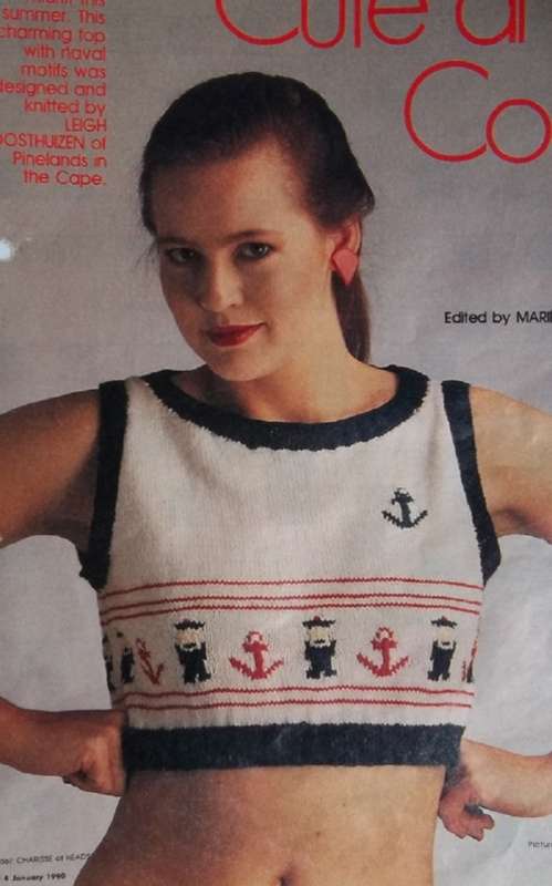 CROSS OVER CHIC & CUTE AND COOL NAVAL TOP - KNITTED WITH FIESTA 4 PLY / ELLE SUMMER BREEZE