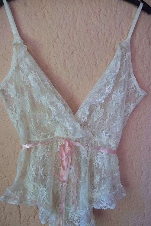 Vintage Lace Lingerie - All in One Shorty Pyjamas - Size Medium