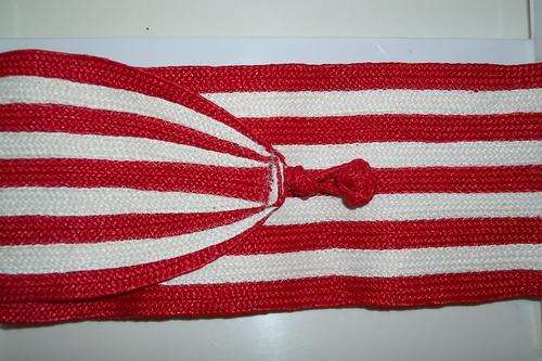 Red and White Striped - Broad Vintage Belt - Size Small