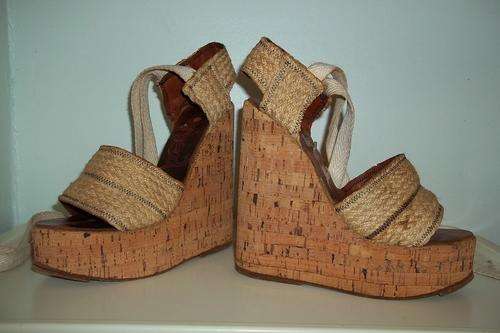 ROMED 6 Inch High Wedge Strappy Sandles - Made in Italy - Size 5 (37)