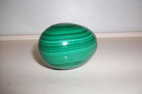 Polished Malachite Green Stone - Tree Trunk Rings - Decorative Egg Sphere