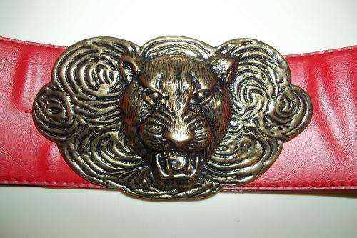 Faux Leather Reversible Hipster Belt with Vintage Metal  Buckle / Clasp - Size Small