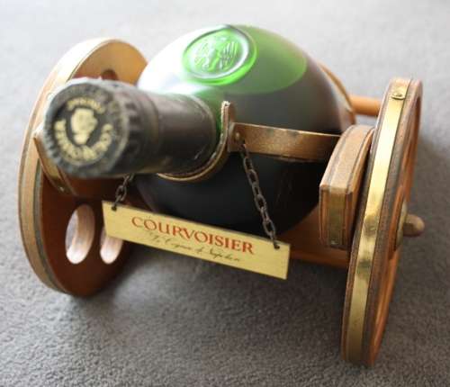 Courvoisier Cognac VSOP (Still Sealed) with Wooden Cannon Stand.. Limited and Rare from the 1960's!!