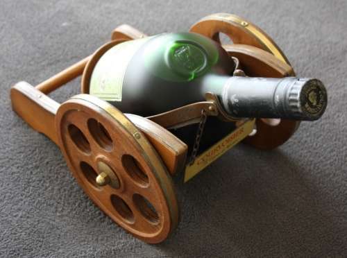 Courvoisier Cognac VSOP (Still Sealed) with Wooden Cannon Stand.. Limited and Rare from the 1960's!!
