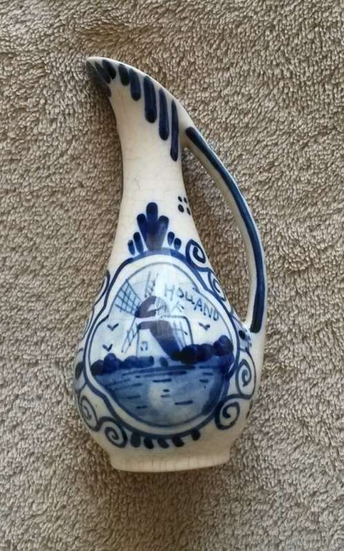 Handpainted Vintage DELFT Blue Bud Vase - Made In Holland with Windmill - For the Collector!