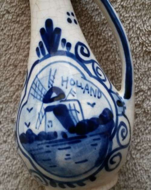 Handpainted Vintage DELFT Blue Bud Vase - Made In Holland with Windmill - For the Collector!