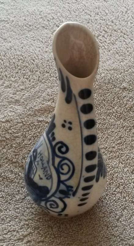 Handpainted Vintage DELFT Blue Bud Vase - Made In Holland with Windmill - For the Collector!