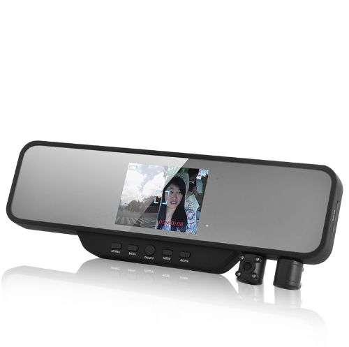 Rearview Mirror DVR with Dual Swivel Camera and 3.5 Inch LCD Screen