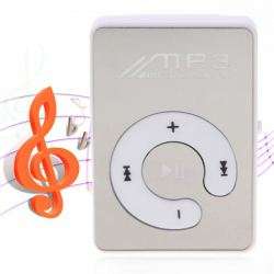 Mirror Surface Clip Digital MP3 Player TF Card Supported (White)