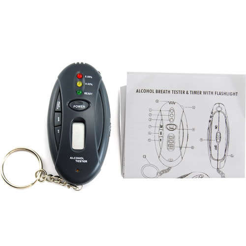 Breathalyzer Keychain Car Gadget - Flashlight + Stopwatch