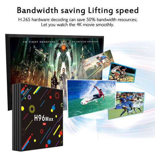 TV Box H96 MAX - 4GB RAM, Wi-Fi, Android 7.1, Quad-Core 64Bit CPU, KODI 18.0, Bluetooth 4.0, 32GB Memory