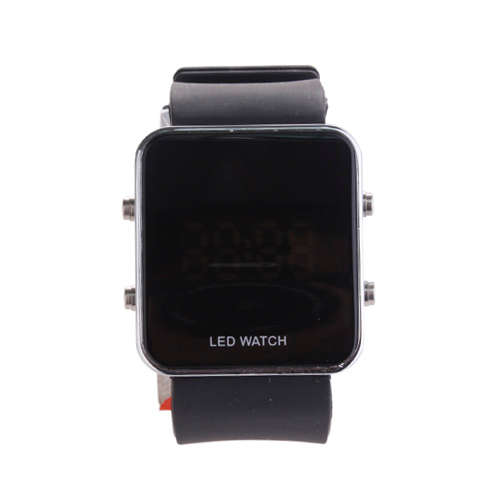 Silicone Band LED Fashion Wrist Watch - Black