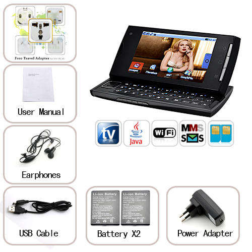 Nothing says powerhouse like the Genova Plus Mobile Phone. With its beautiful 3.25 inch touchscreen, handy sliding QWERTY keyboard, and endless list of amazing features (including quad band worldwide GSM compatibility, dual SIM card slots, and WiFi) this brilliant smartphone has something for everyone. It even comes with a free 2GB TF microSD card!