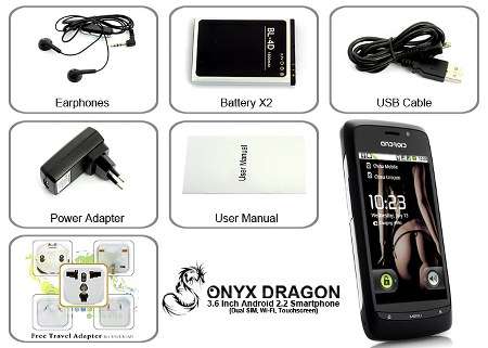 Onyx Dragon - 3.6 Inch Android 2.2 Smartphone (Dual SIM, Wi-Fi, Touchscreen)