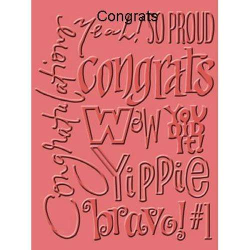 Couture Creations embossing folder Congrats