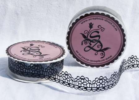LACE TAPE SCALLOPED FLOWER BLK (18mmx1m) HALF PRICE TILL END OF August