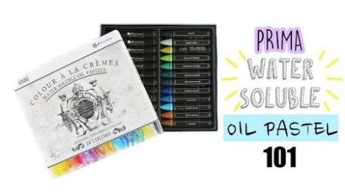Prima Marketing Artist quality water soluble Pastel Crayons 24 colors with set of new brushes