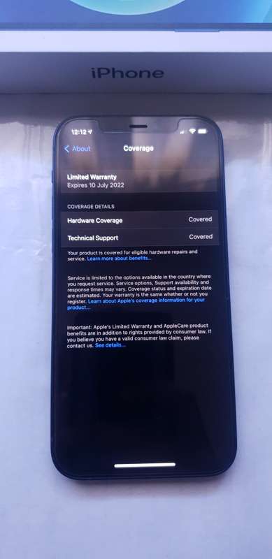 IPHONE 12 128GB BLUE LIKE NEW WITH 2 YR APPLE WARRANTY