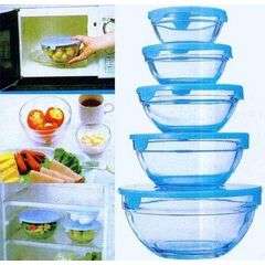 2 ON AUCTION!!!Heat Resistant 5 - Piece Glass Bowl Set