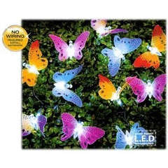 12 Solar Powered LED Fibre Optic Multicoloured Outdoor Garden Butterfly Lights