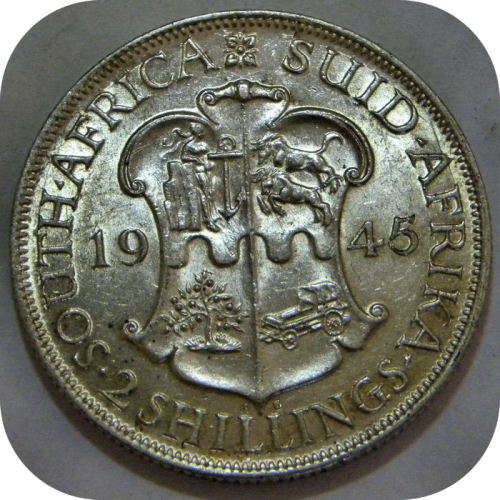 Top Grade SA Union: 1945 2 Shilling in Lustrous A/UNC!!!