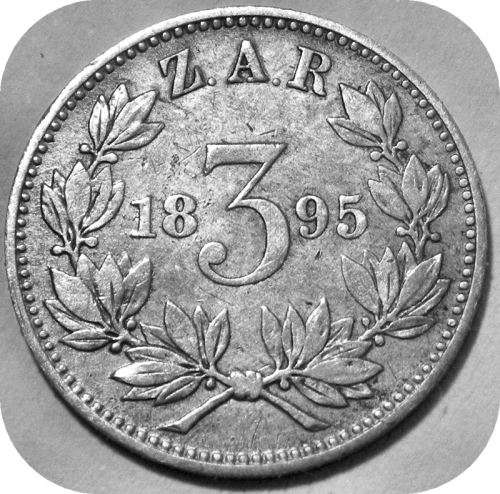 Top Grade ZARs: 1895 tickey 3d in EF!