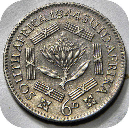 Top Grade SA Union:  The rare 1944 Sixpence 6d in EF!!!