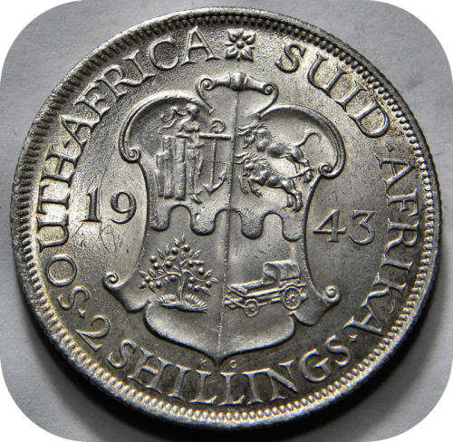 Top grade SA Union: 1943 2 Shillings Florin in A/UNC!