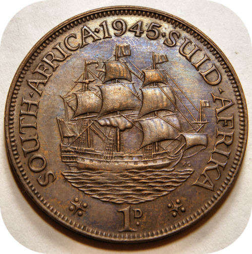 Top Graad SA Unie:  1945 1d Pennie in A/UNC!