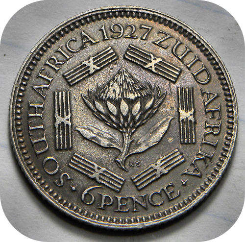 Top Grade SA Union:  The rare 1927 Sixpence 6d with EF details below R600!