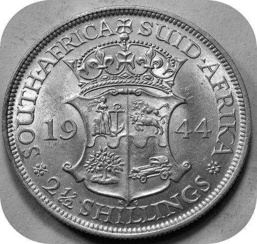 Top Grade SA Union:  The 1944 Half-crown 2/6 in Lustrous A/UNC!!!