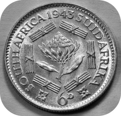 Top Grade SA Union:  1943 Sixpence in Brilliant UNC! Perfect specimen!!