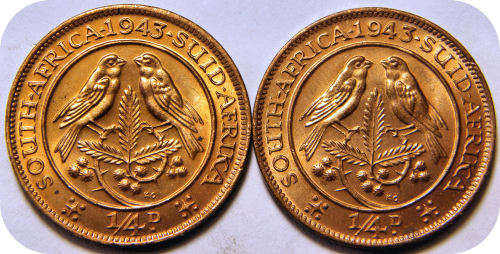Top Grade SA Union:  1943 Farthing 1/4d in RED Brilliant UNC!