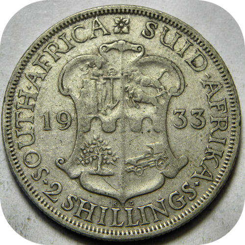 Bargain SA Union:  Lustrous 1933 2 Shillings below R300!!