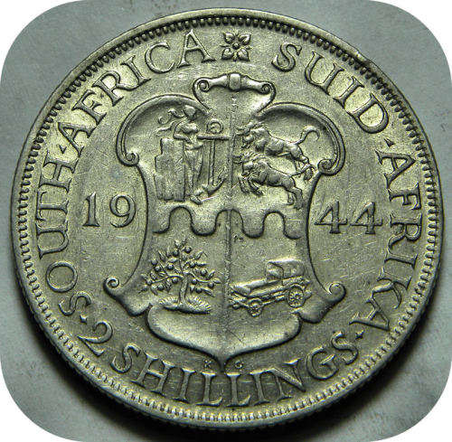 Top Grade SA Union:  Lustrous 1944 Florin 2 Shillings in EF!