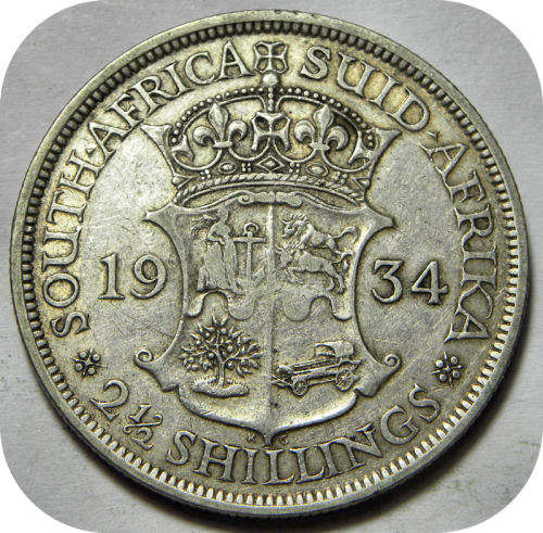 Bargain SA Union: 1934 Halfcrown 2/6 in AEF below R500!