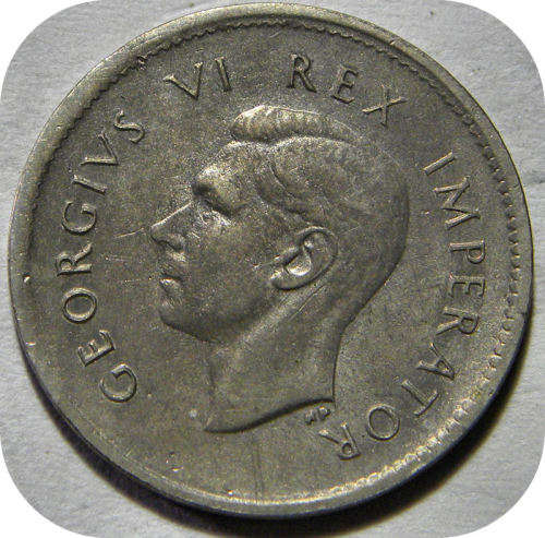 Rare SA Union: No KG 1939 Tickey 3d in VF!!