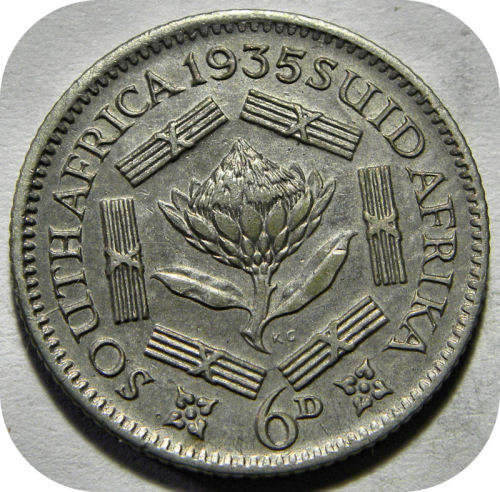 Top Grade SA Union:  1935 Sixpence in A/UNC!!