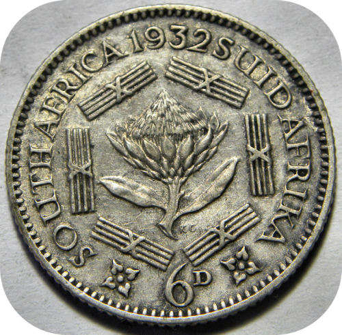 Top Grade SA Union:  1932 Sixpence 6d in EF!