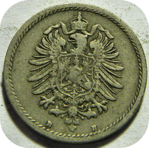 1875 5 Pfennig Germany Deutsch Reich