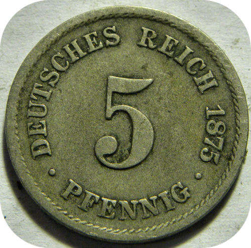 1875 5 Pfennig Germany Deutsch Reich
