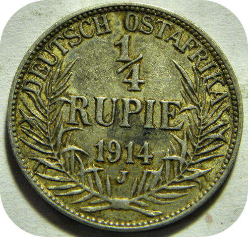 1914 1/4 rupie Deutsch Ostafrika Guilelmus II